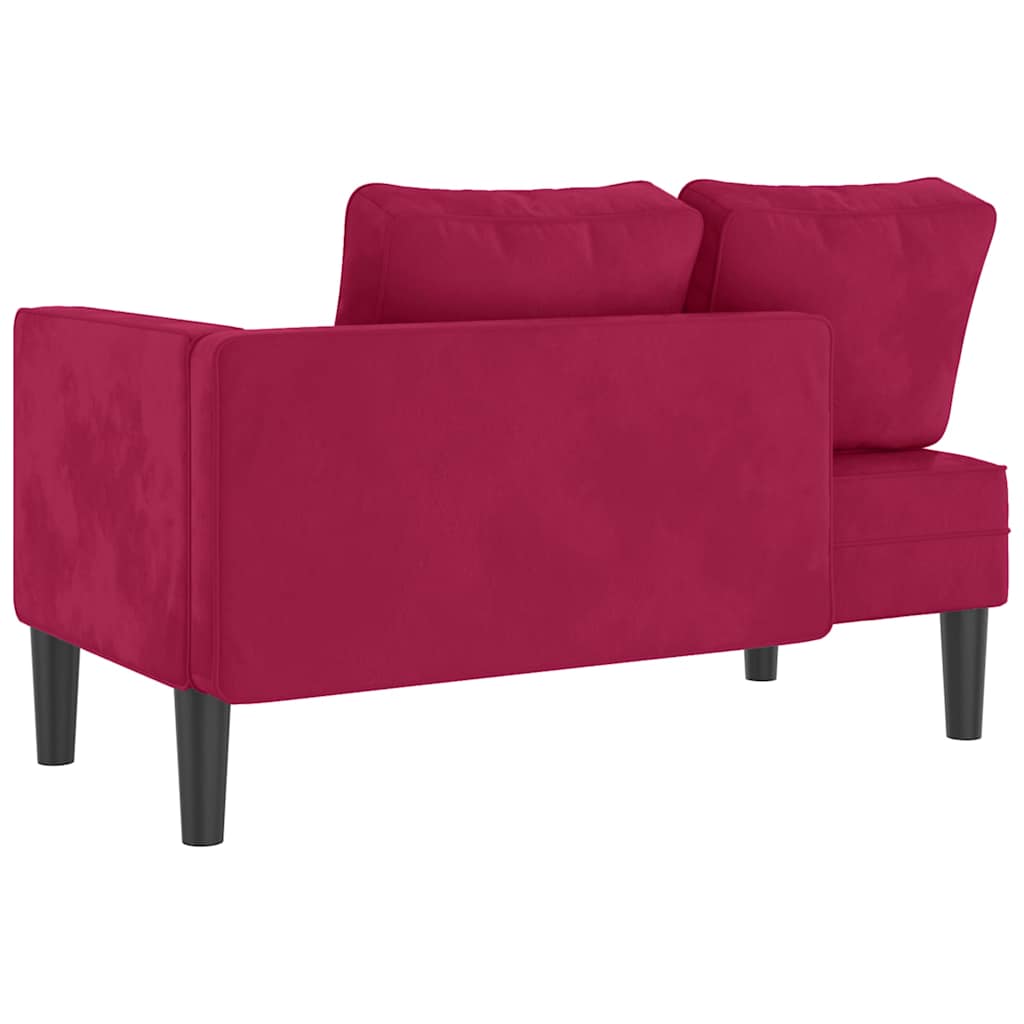 Chaiselongue mit Kissen Weinrot Samt