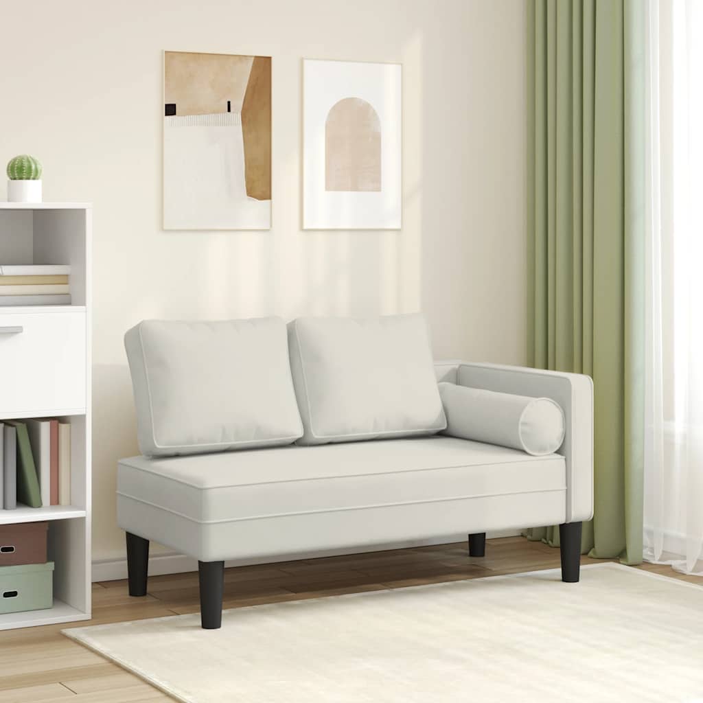 Chaiselongue mit Kissen Creme Samt