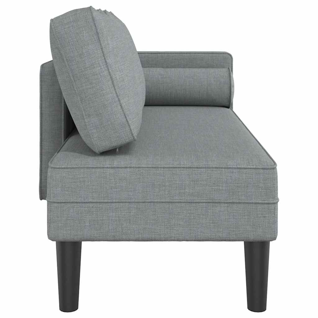Chaiselongue mit Kissen Hellgrau Stoff