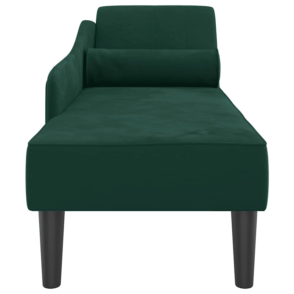Chaiselongue mit Kissen Dunkelgrün Samt