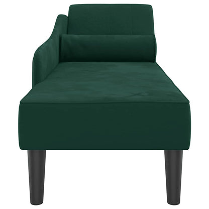 Chaiselongue mit Kissen Dunkelgrün Samt