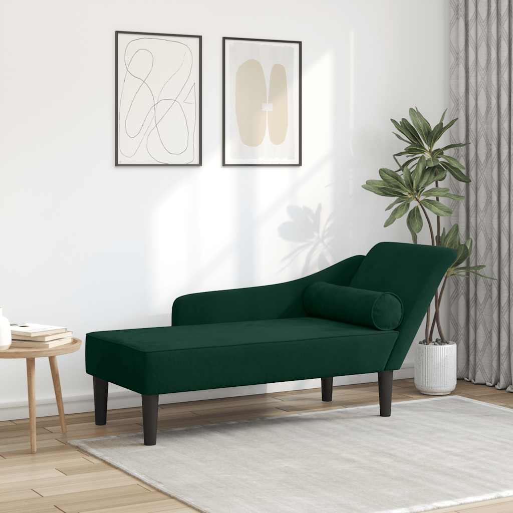Chaiselongue mit Kissen Dunkelgrün Samt