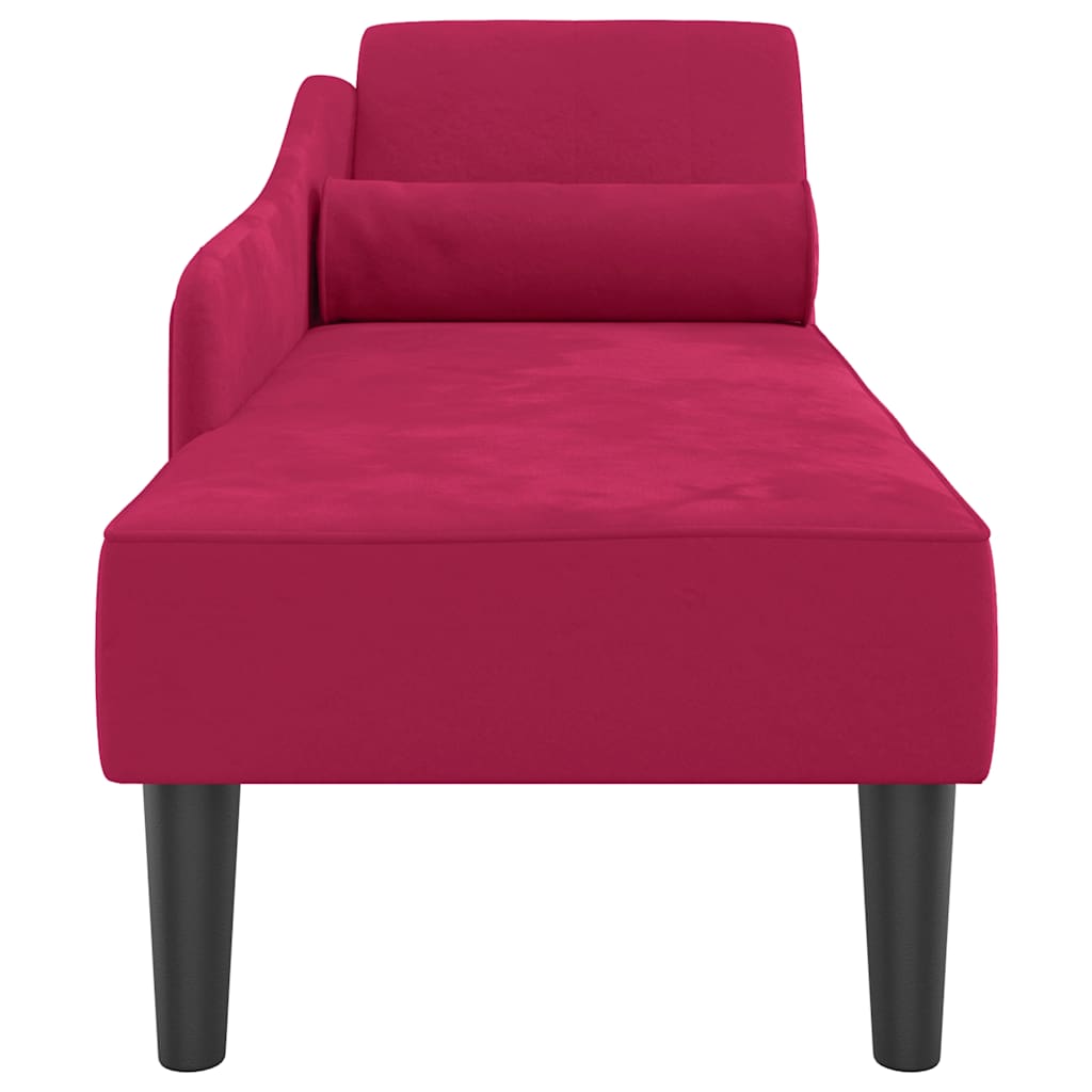 Chaiselongue mit Kissen Weinrot Samt
