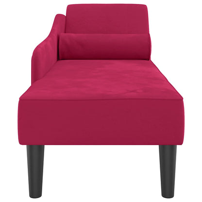 Chaiselongue mit Kissen Weinrot Samt