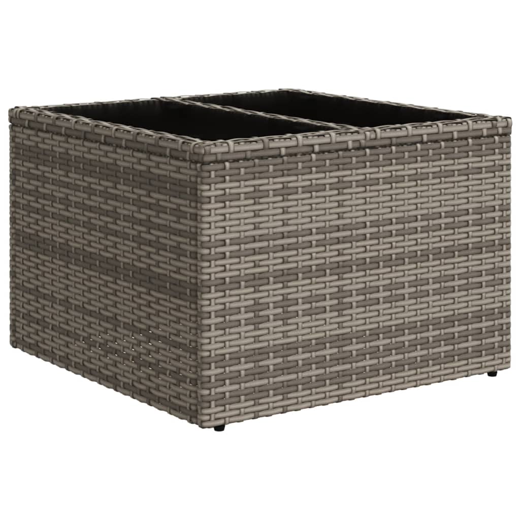 2-tlg. Garten-Sofagarnitur mit Kissen Grau Poly Rattan Glas