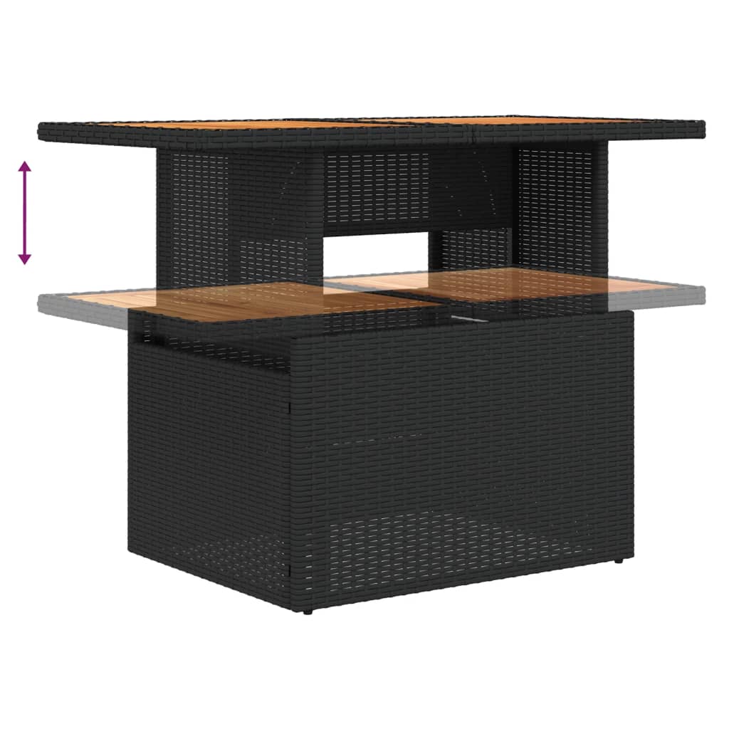 2-tlg. Garten-Sofagarnitur mit Kissen Schwarz Poly Rattan