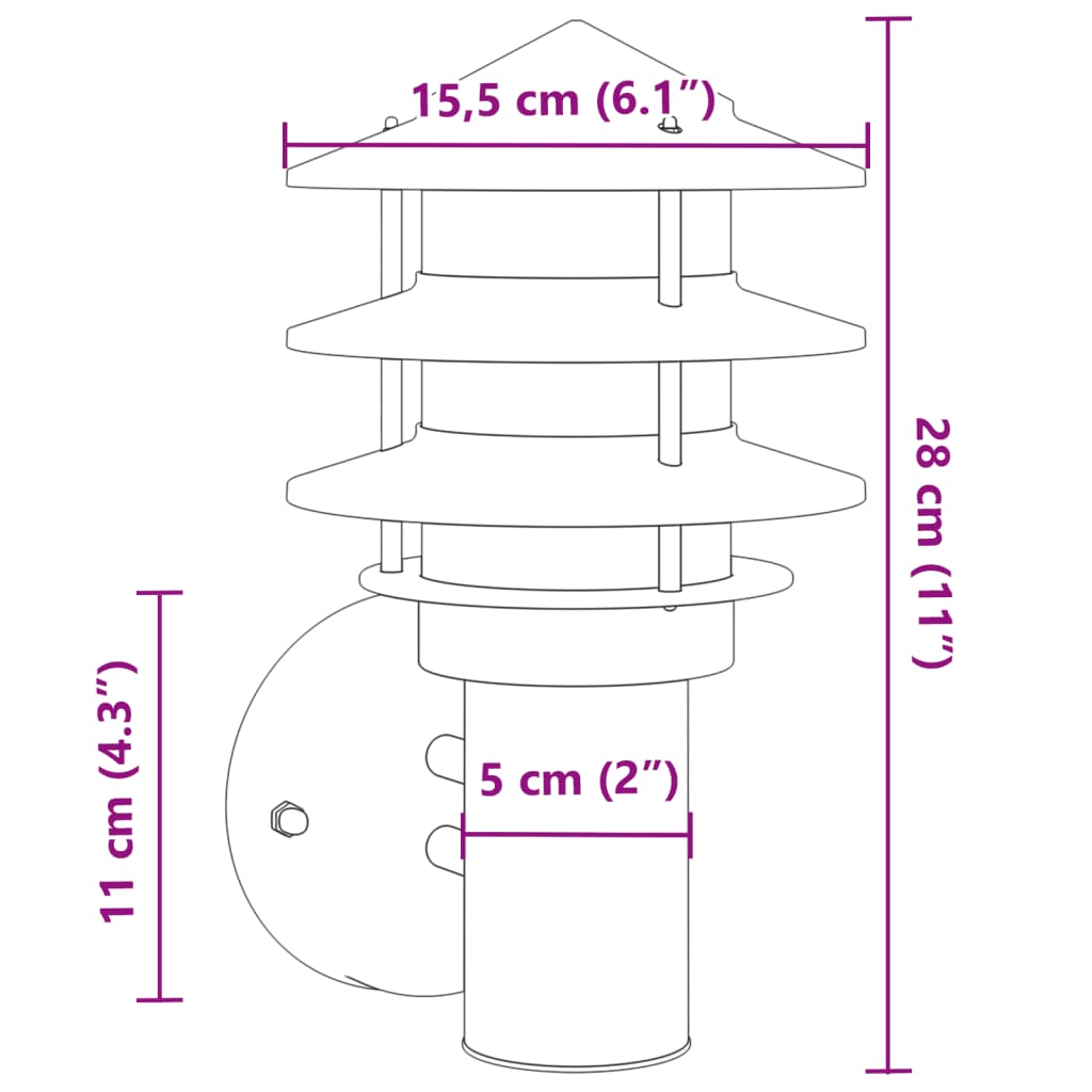 Applique d'extérieur en acier inoxydable argenté