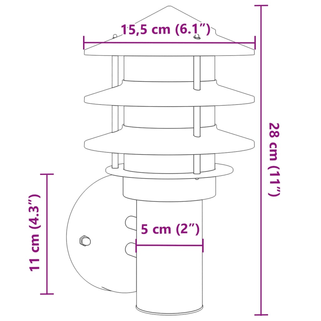 Appliques d'extérieur 2 pcs. Acier inoxydable noir