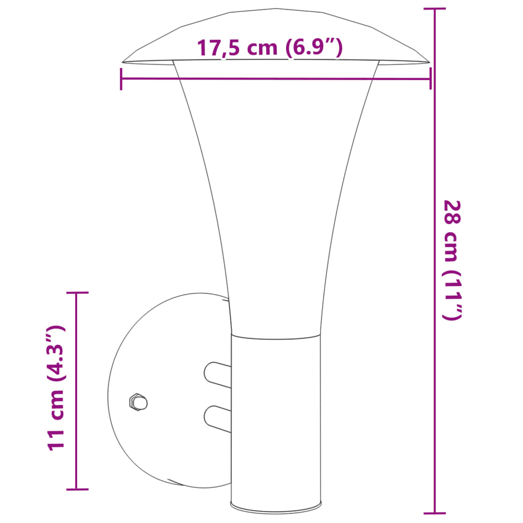 Applique d'extérieur noire en acier inoxydable