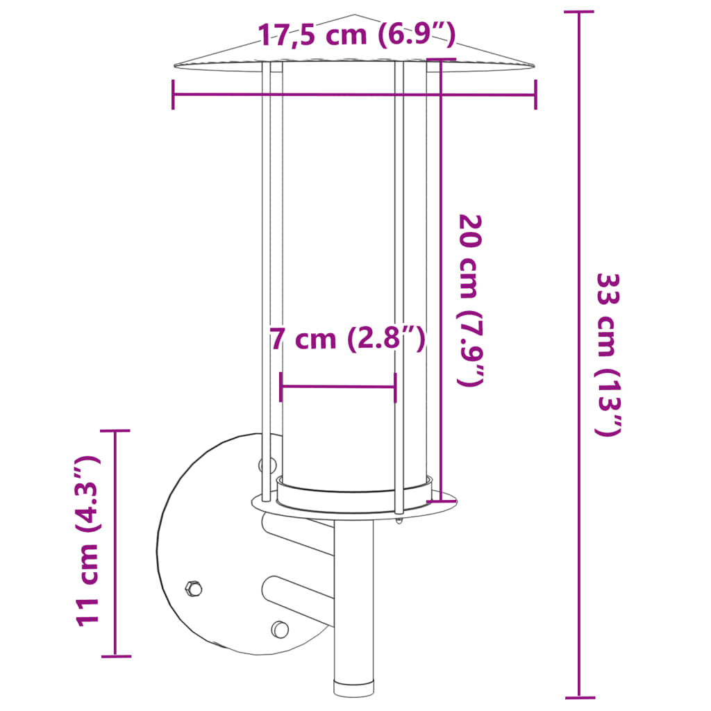 Applique d'extérieur en acier inoxydable argenté