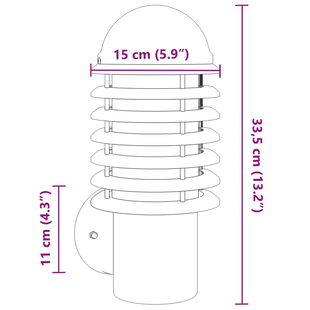 Appliques d'extérieur 2 pcs. Acier inoxydable argenté