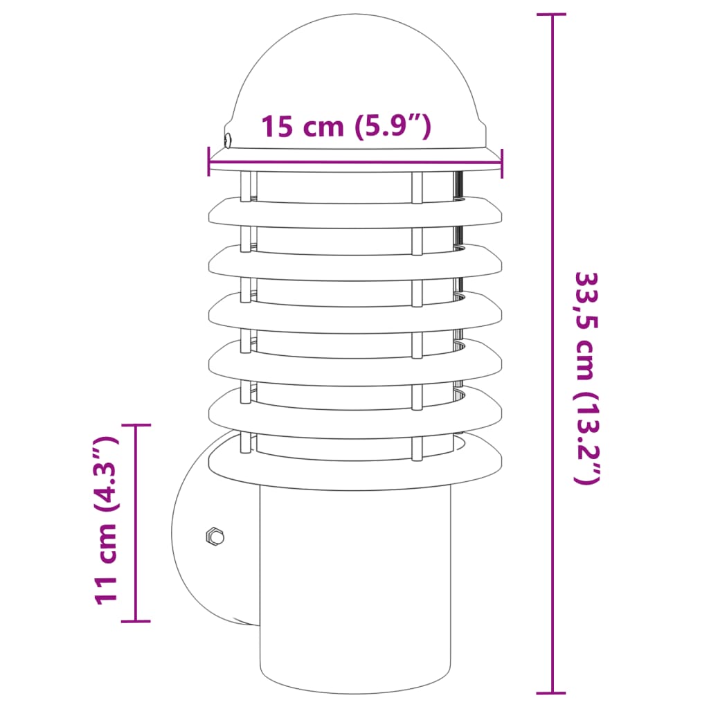 Applique d'extérieur noire en acier inoxydable