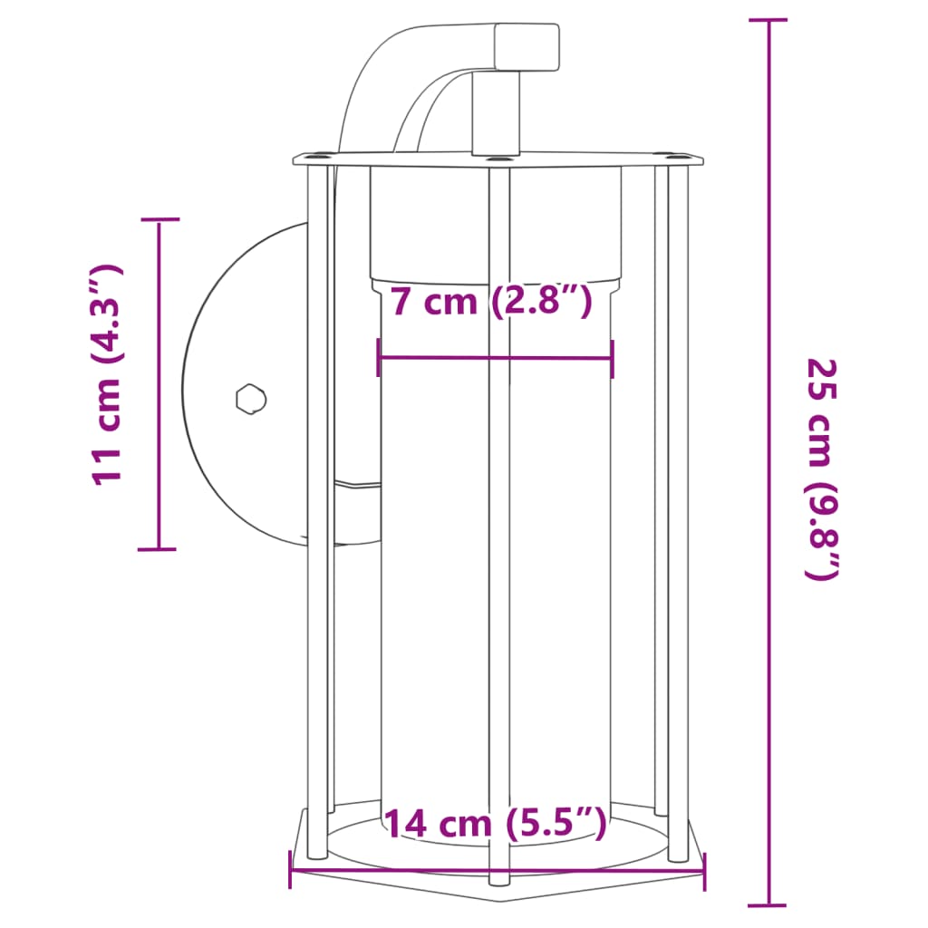 Applique d'extérieur noire en acier inoxydable