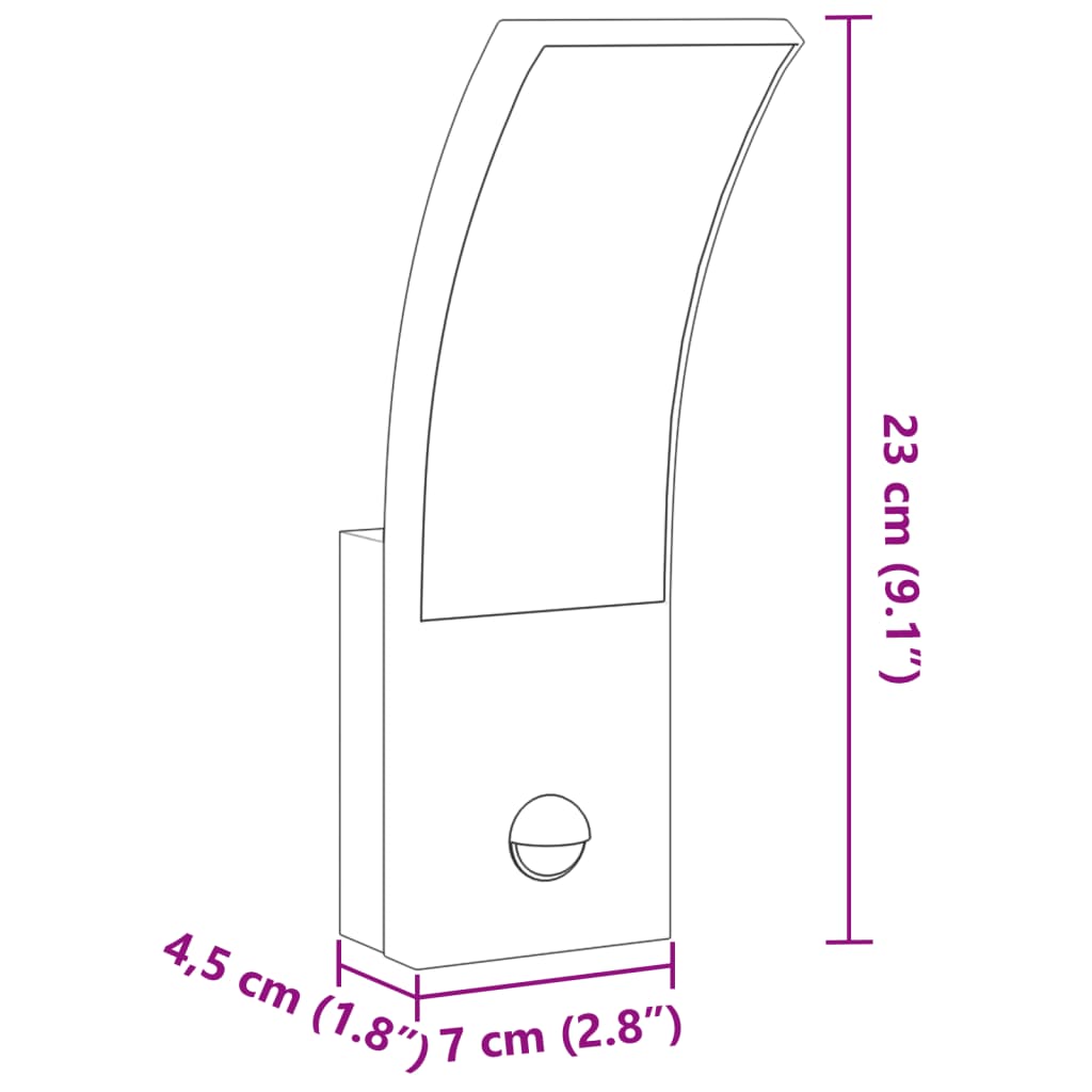 Appliques d'extérieur LED avec capteur 2 pièces en aluminium moulé sous pression noir.