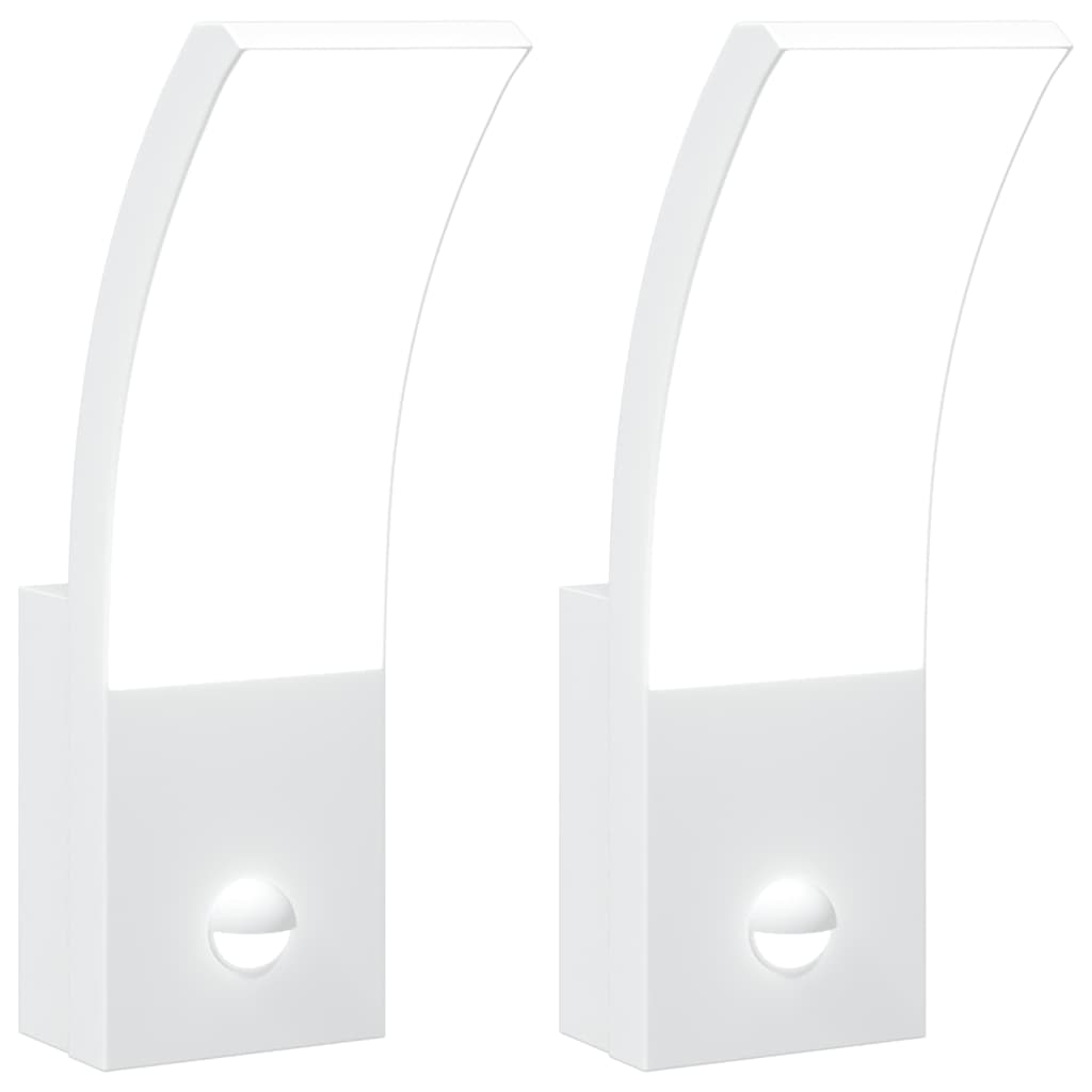 Appliques d'extérieur LED avec capteur 2 pièces en aluminium moulé sous pression blanc.