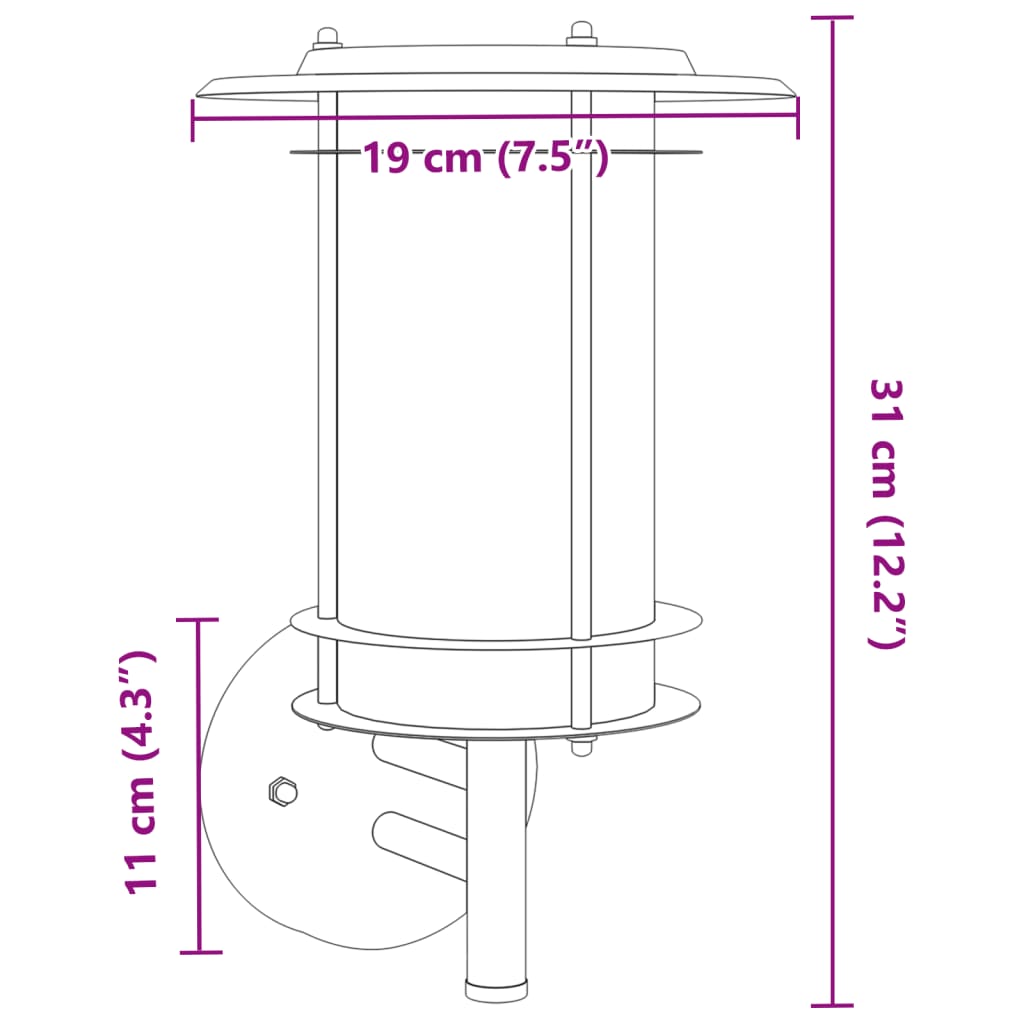 Applique d'extérieur en acier inoxydable argenté