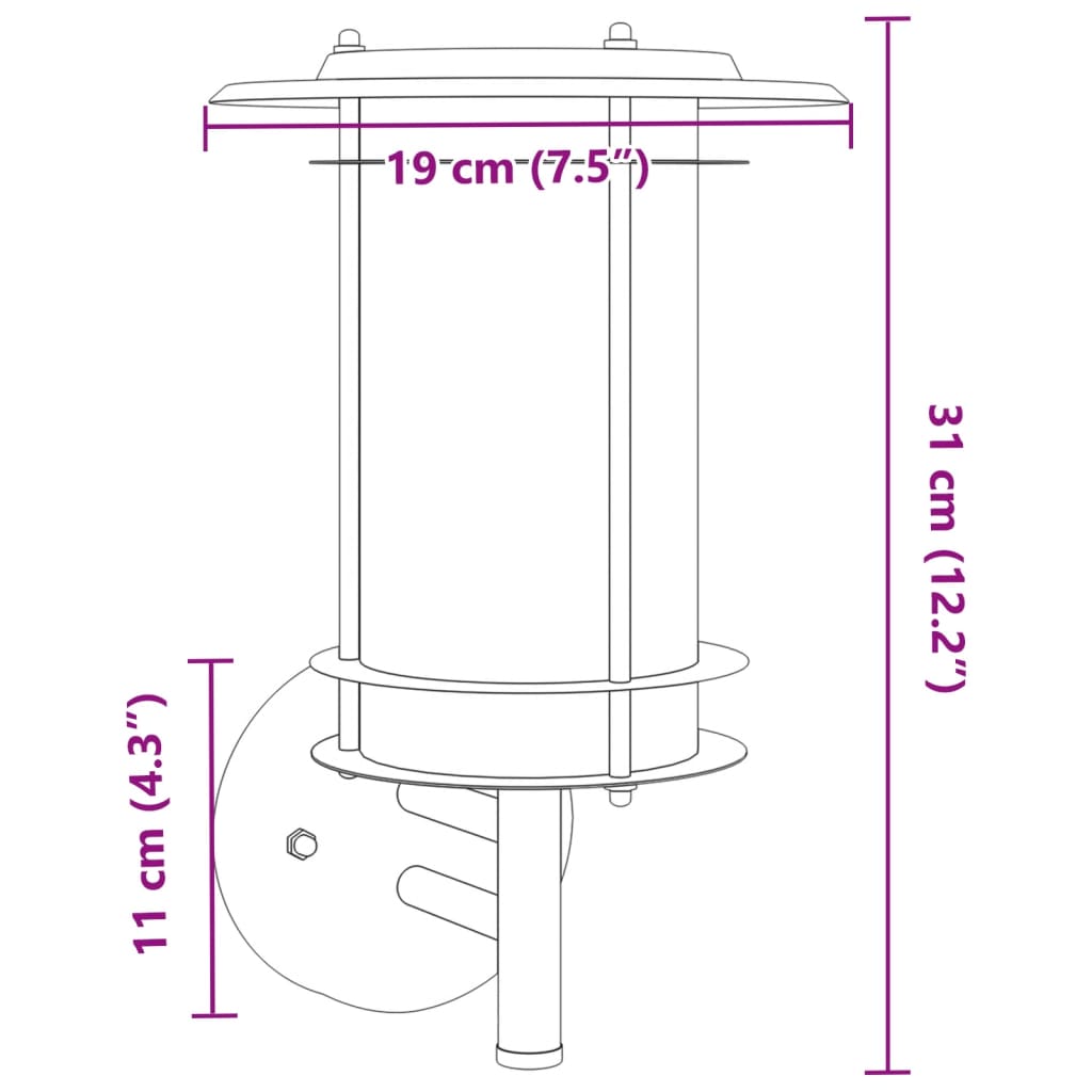 Applique d'extérieur noire en acier inoxydable