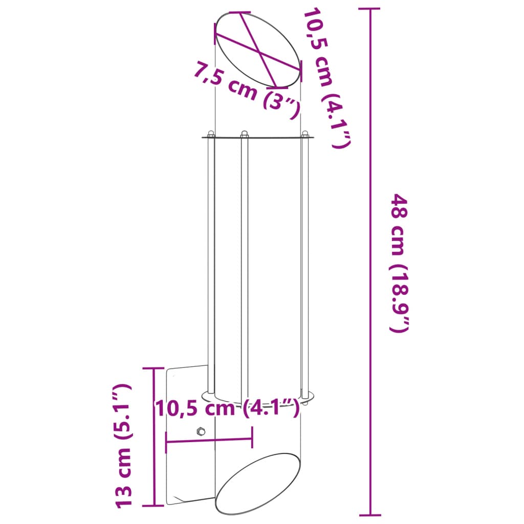 Applique d'extérieur en acier inoxydable argenté