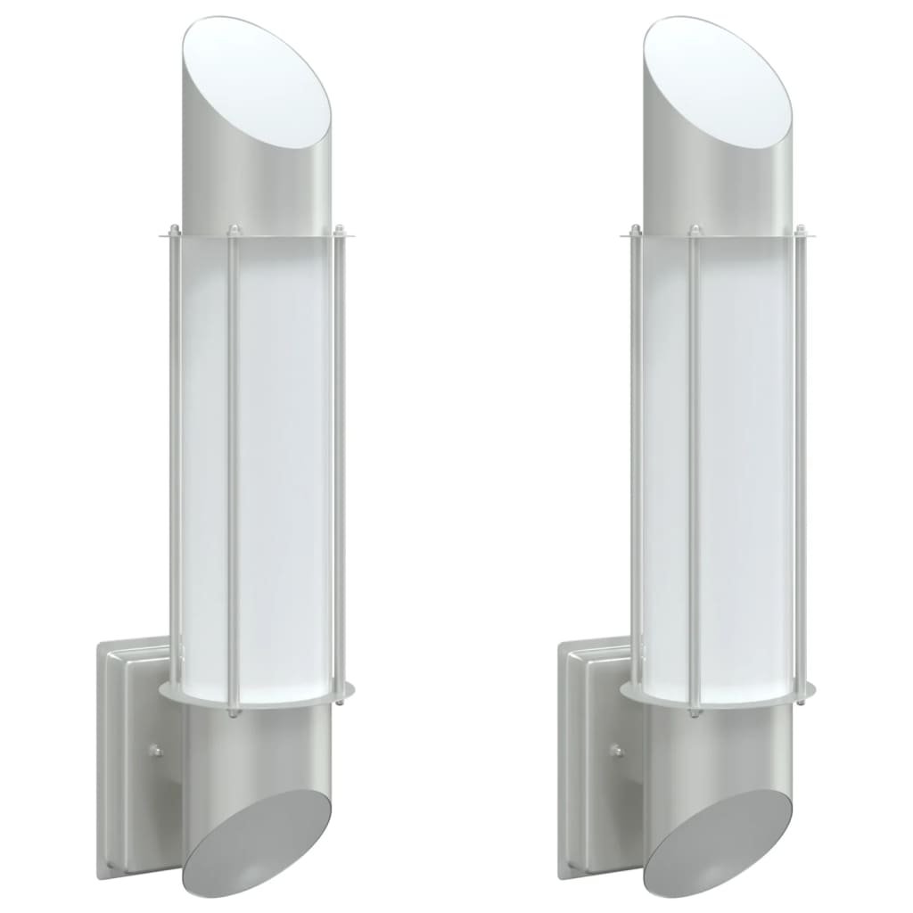 Appliques d'extérieur 2 pcs. Acier inoxydable argenté