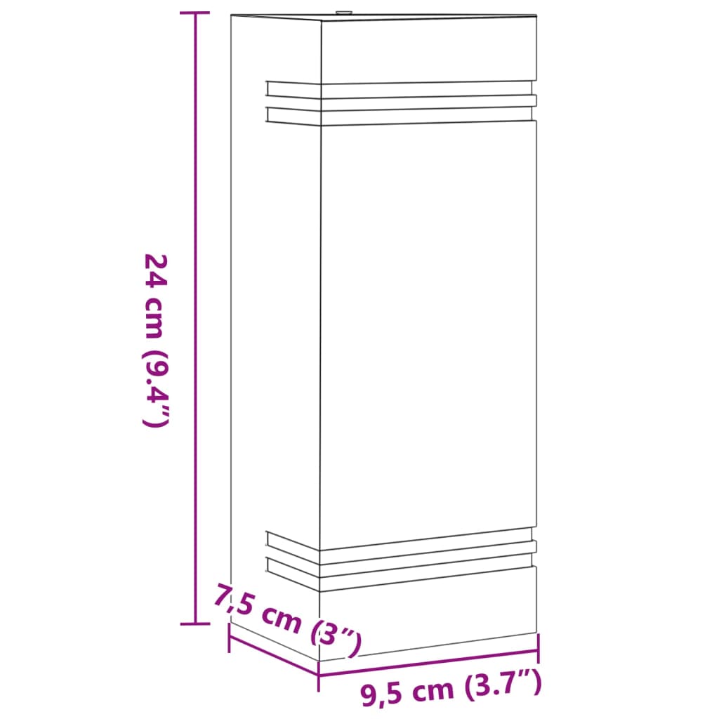 Appliques d'extérieur 2 pcs. Acier inoxydable noir