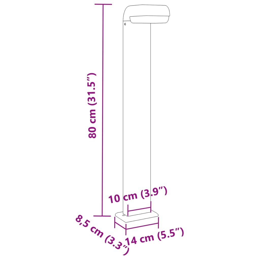 Éclairage de chemin 3 pcs. Noir 80 cm en aluminium moulé sous pression