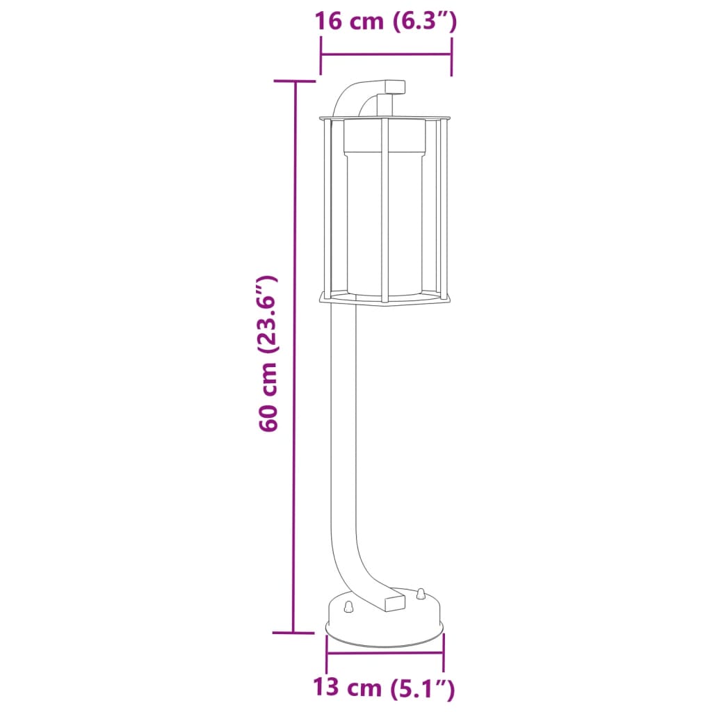 Lampe de chemin noire 60 cm en acier inoxydable