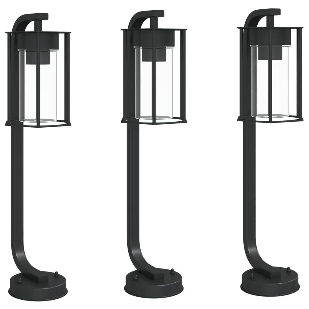 Lampes de chemin 3 pièces noir 60 cm en acier inoxydable