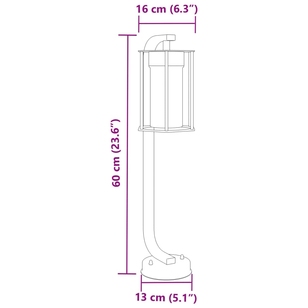 Lampes de chemin 3 pièces noir 60 cm en acier inoxydable