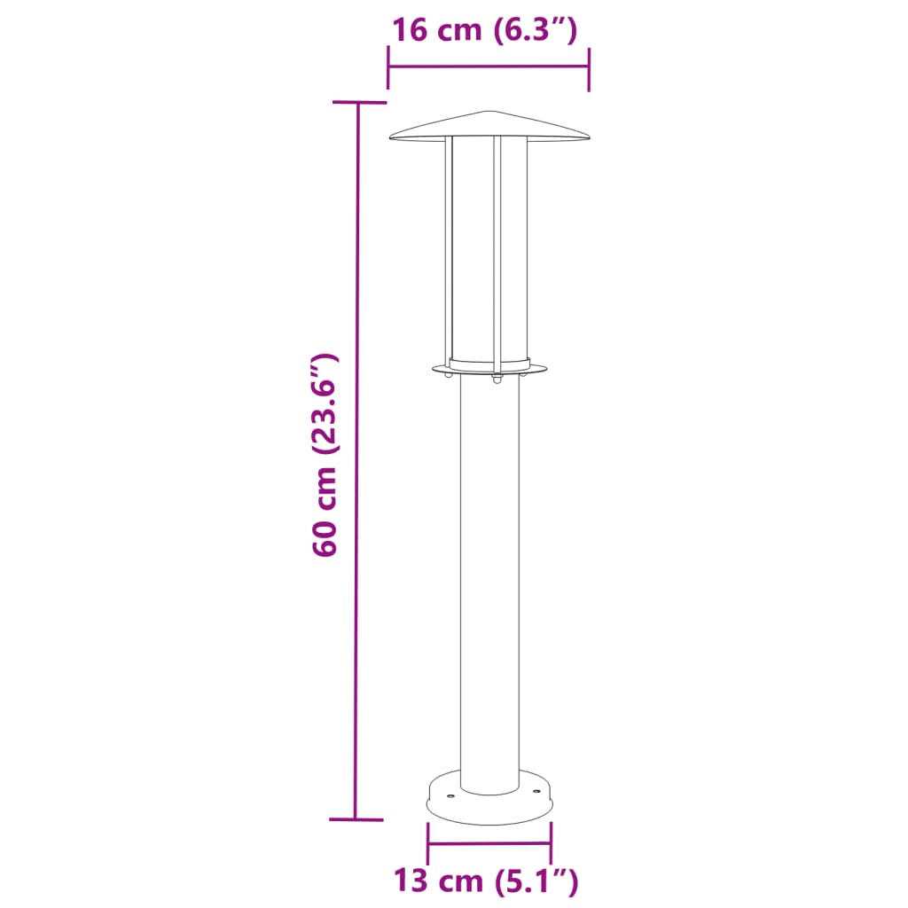 Lampe de chemin noire 60 cm en acier inoxydable