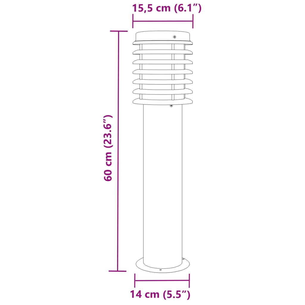 Lampes de chemin 3 pièces noir 60 cm en acier inoxydable