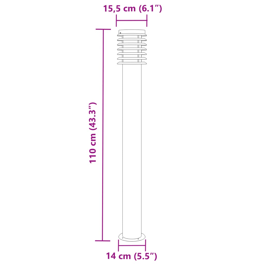 Lampe de chemin noire 110 cm en acier inoxydable