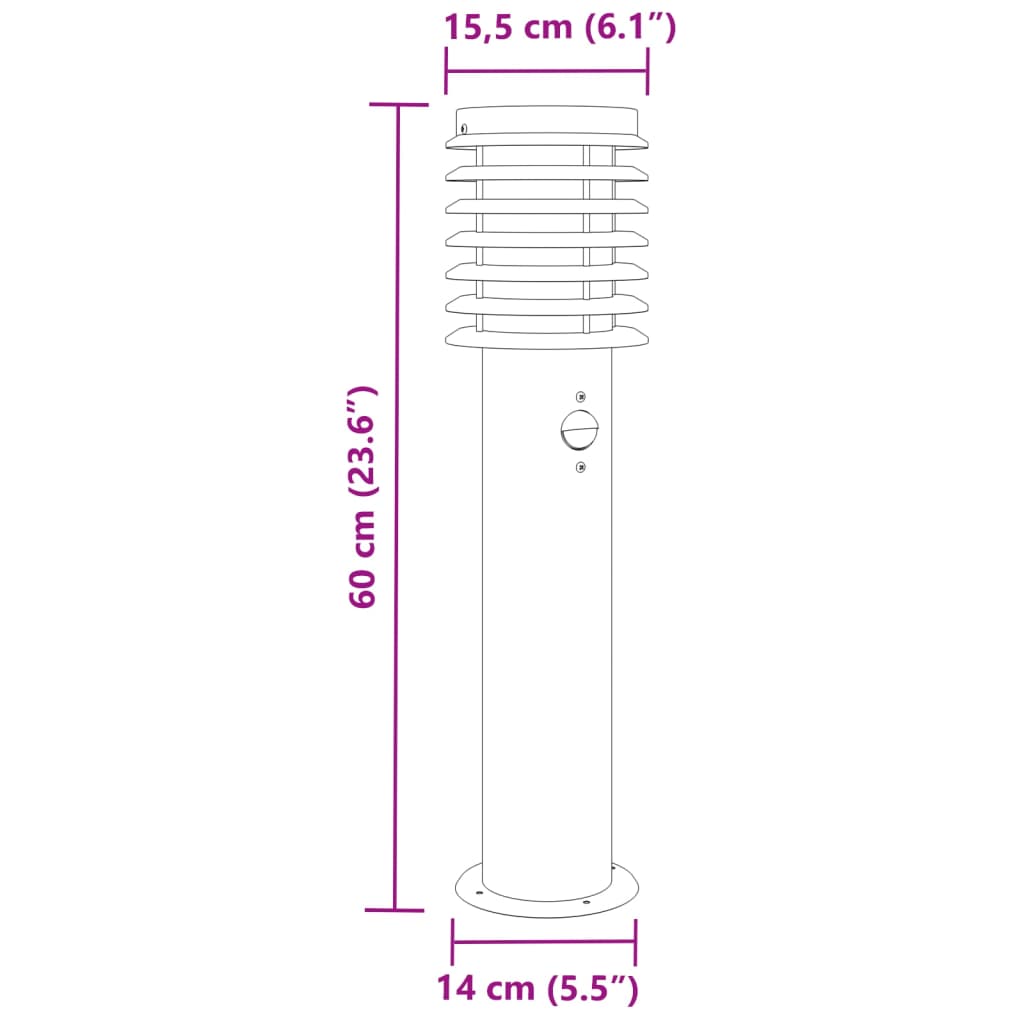 Wegeleuchten mit Bewegungsmelder 3 Stk. Schwarz 60 cm Edelstahl