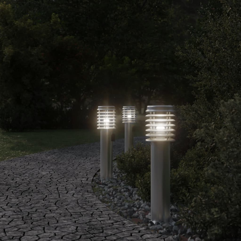 Lampes de chemin avec douille 3 pièces Argent 60 cm en acier inoxydable.