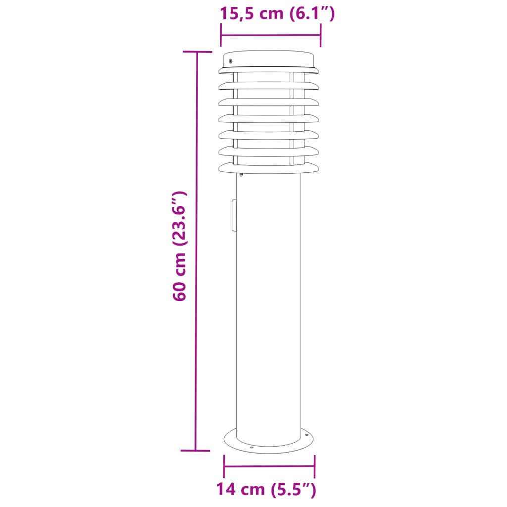 Lampes de chemin avec douille 3 pièces Argent 60 cm en acier inoxydable.