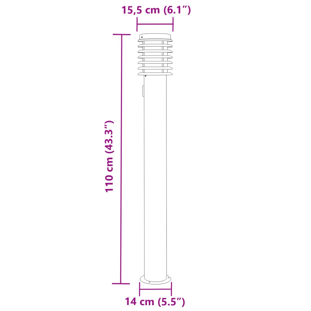 Lampes de chemin avec douille 3 pièces Argent 110 cm en acier inoxydable.