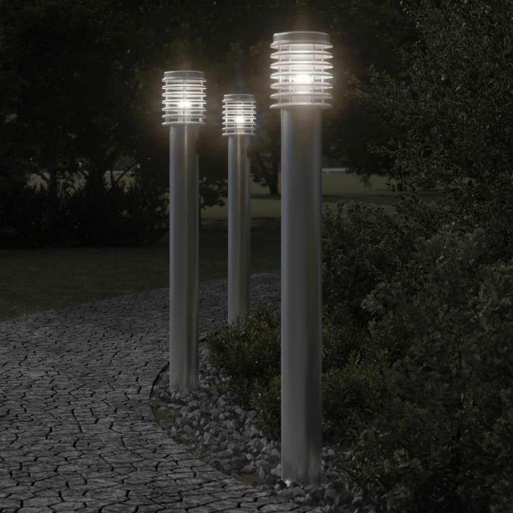 Lampes de chemin avec douille 3 pièces Argent 110 cm en acier inoxydable.