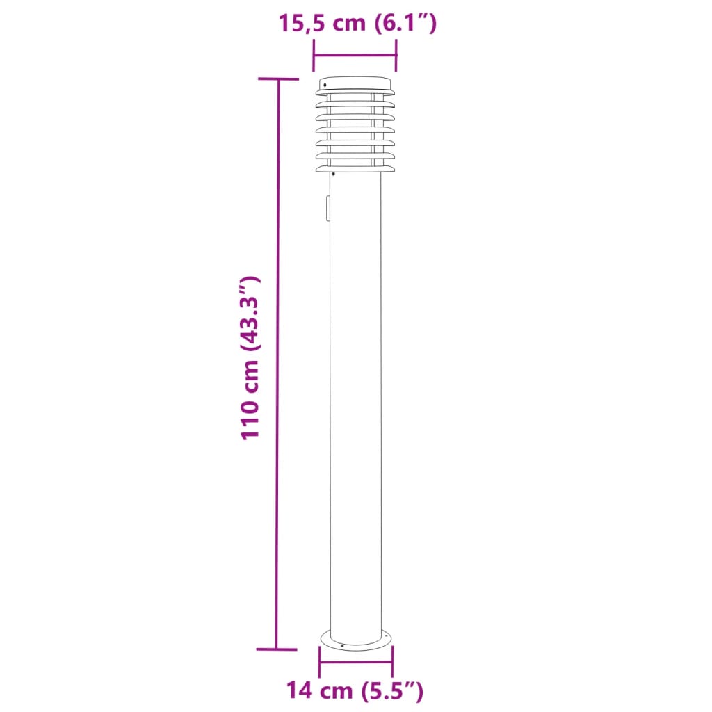 Lampes de chemin avec douille 3 pièces Noir 110 cm en acier inoxydable.