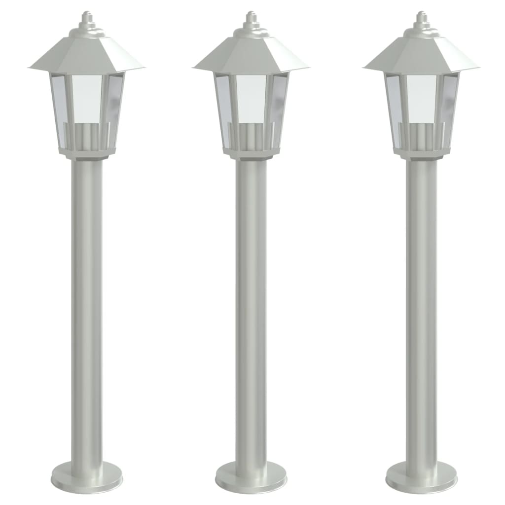 Lampes de chemin 3 pcs Argent 80 cm en acier inoxydable