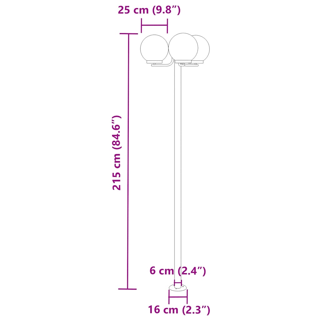 Lampes de chemin 3 pcs Argent 215 cm en acier inoxydable