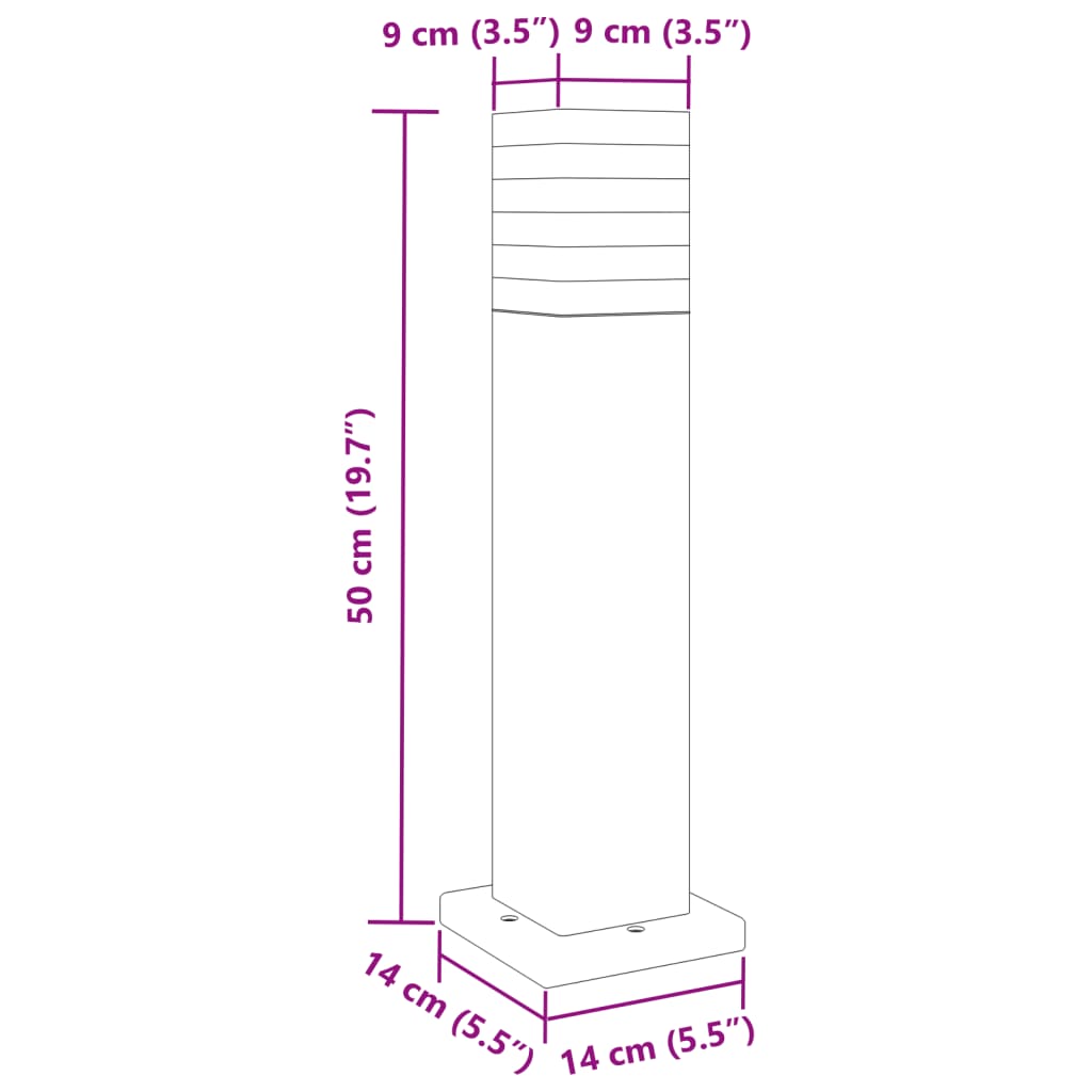 Borne lumineuse noire 50 cm aluminium