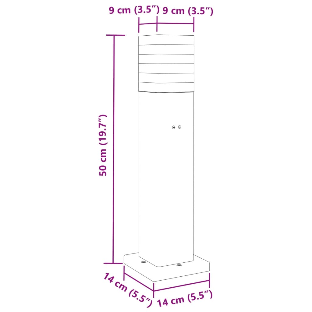 Lampes de chemin avec douille 3 pièces noir 50 cm aluminium