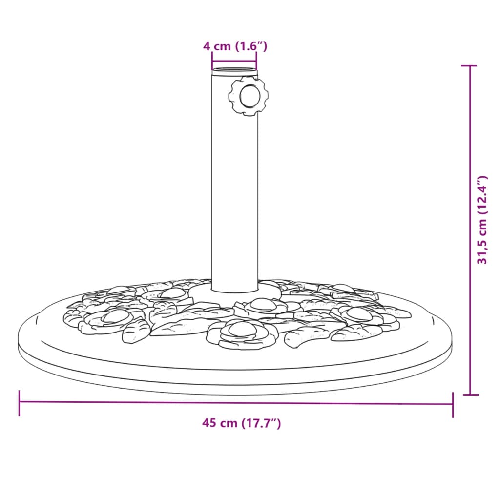 Pied de parasol pour mât Ø38/48 mm 12 kg rond