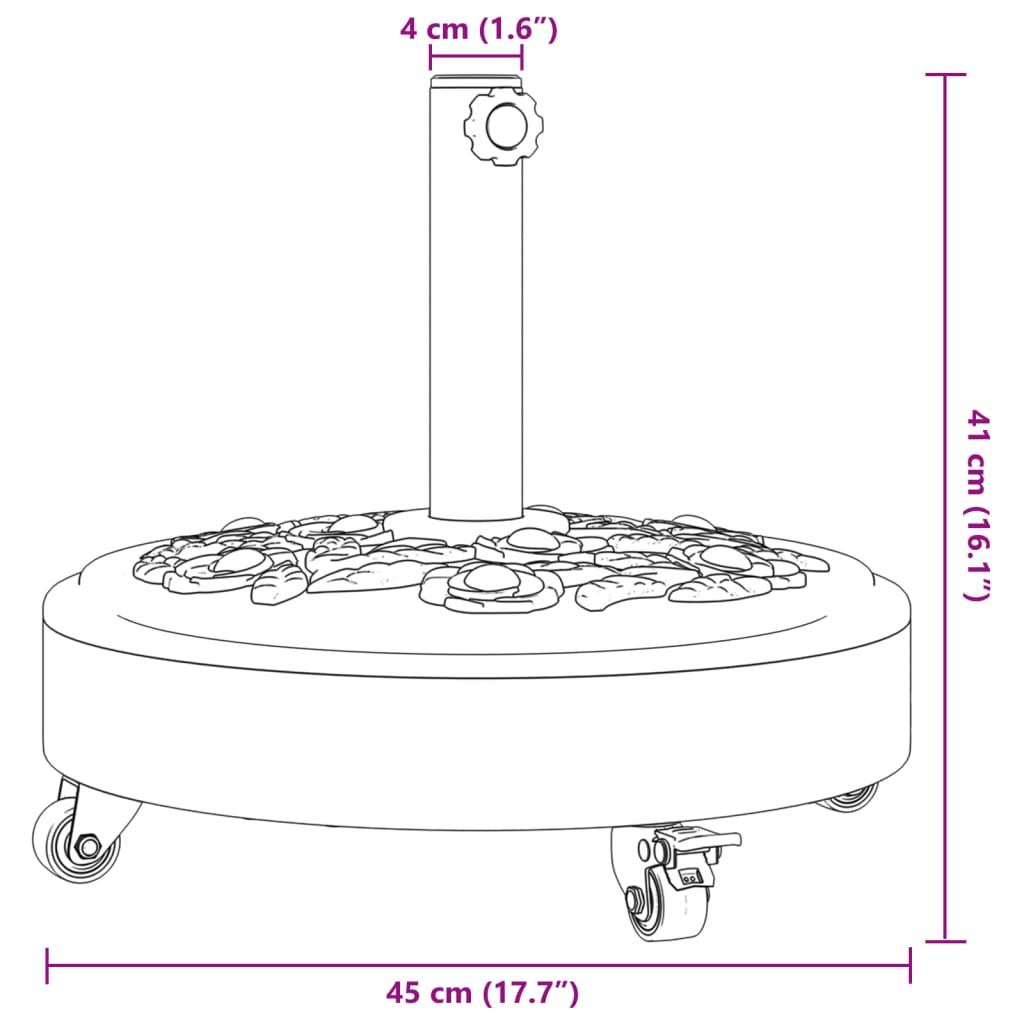 Sonnenschirmständer mit Rollen für Ø38/48 mm Mast 27 kg Rund