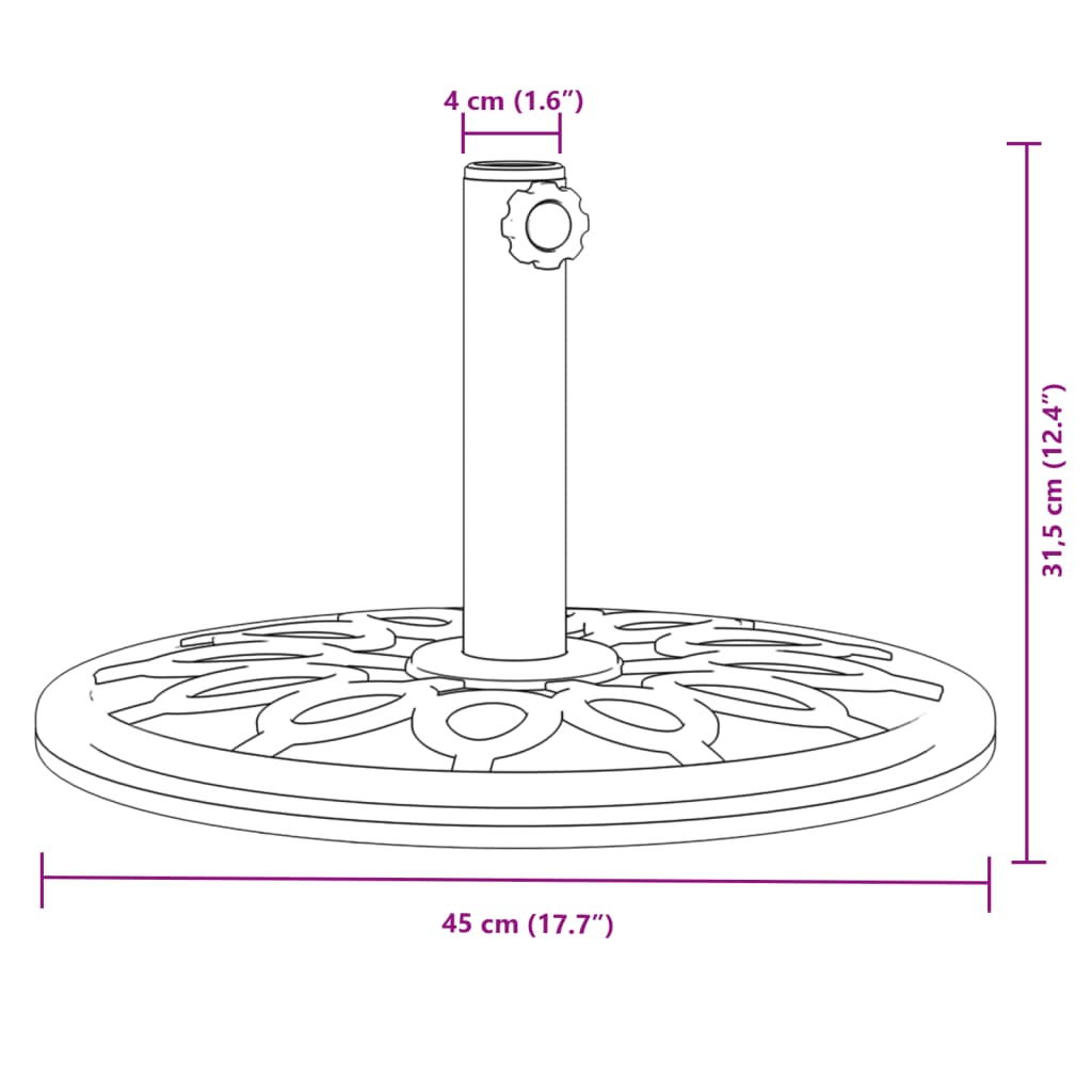 Pied de parasol pour mât Ø38/48 mm 12 kg rond