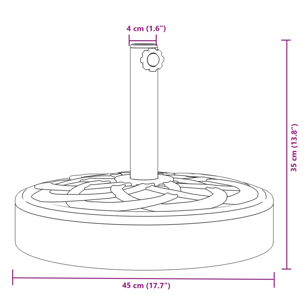 Pied de parasol pour mât Ø38/48 mm 25 kg rond