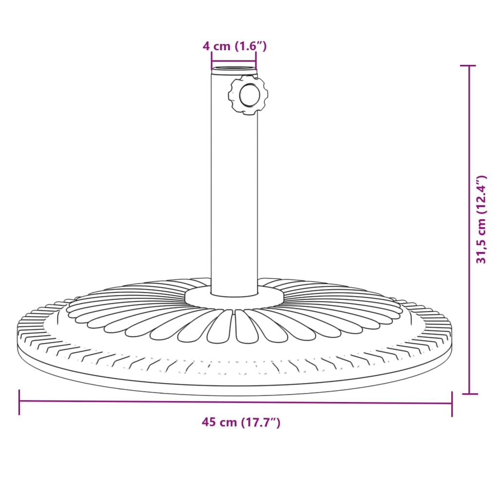 Pied de parasol pour mât Ø38/48 mm 12 kg rond