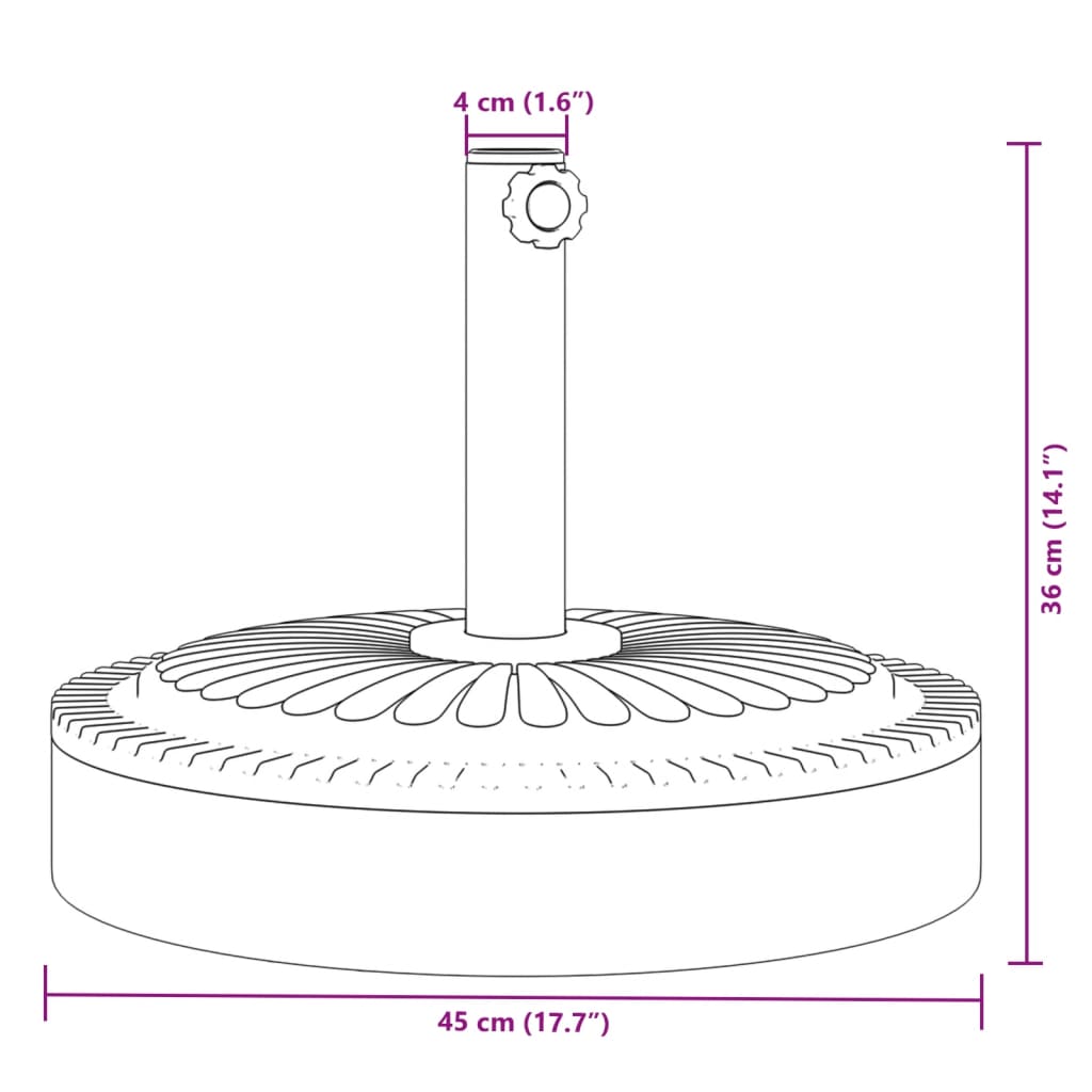 Pied de parasol pour mât Ø38/48 mm 25 kg rond