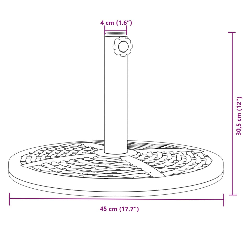 Pied de parasol pour mât Ø38/48 mm 12 kg rond