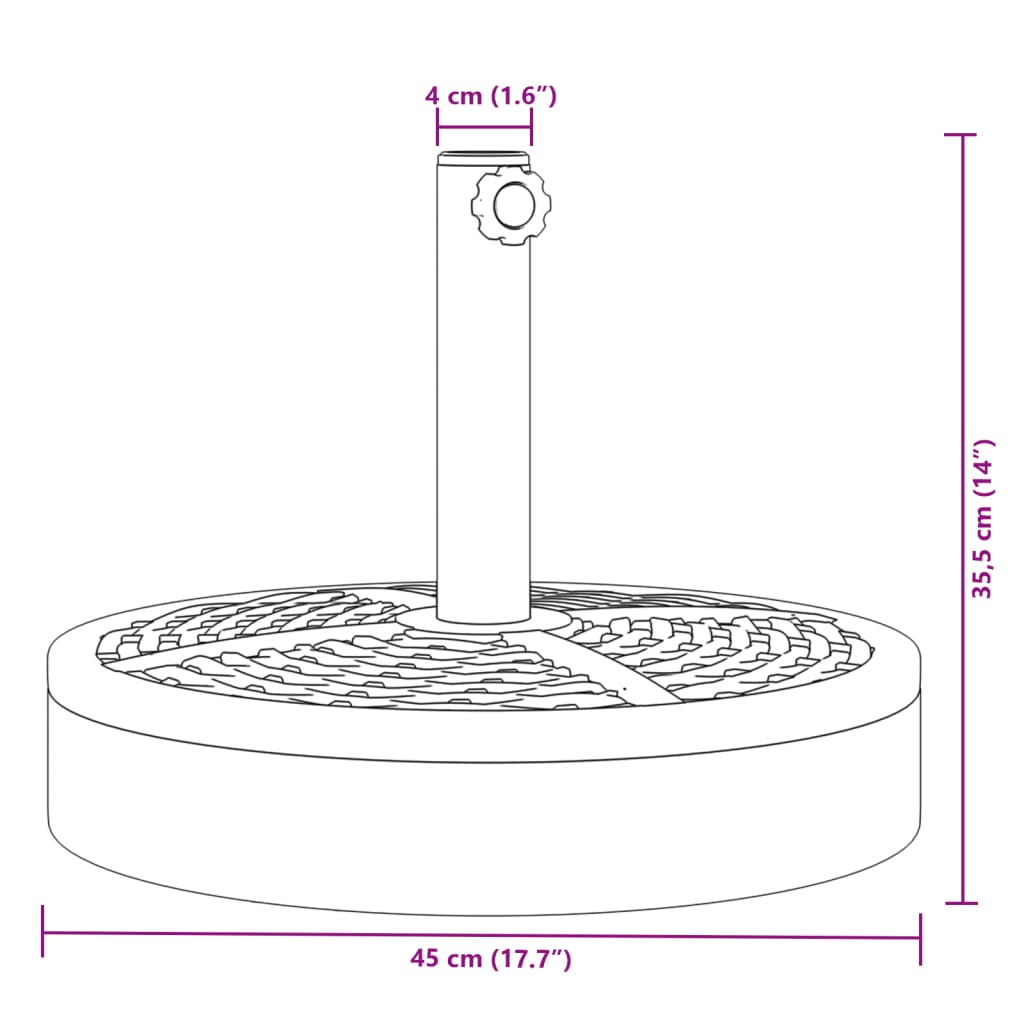 Pied de parasol pour mât Ø38/48 mm 25 kg rond