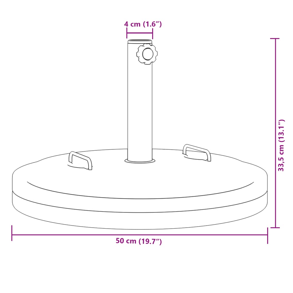 Pied de parasol avec poignées pour mât Ø38/48 mm 25 kg rond